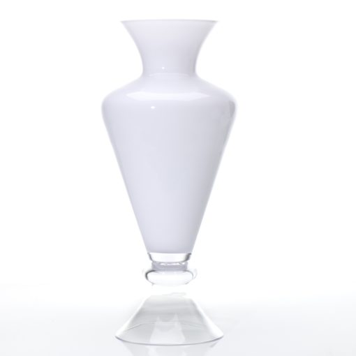Snow White Opaque Glass Clear Vase Ultra Extra Tall Slim Trumpet Hurricane Candle Holder