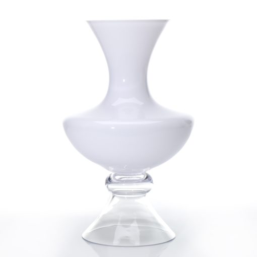 Snow White Opaque Glass Clear Vase Ultra Extra Tall Slim Trumpet Hurricane Candle Holder