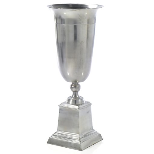 Regency Oversized Extra Large Tall Floor Vase Urn Trophy polished Aluminum Chrome Shiny Modern