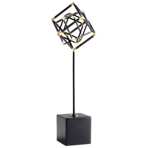 Vault Cube Square 3D Three Dimensional Angle Angles Sculpture Statue Iron Black Gold Wood