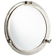 Starboard Port Nautical Captain's Round Polished Aluminum Brass Mirror