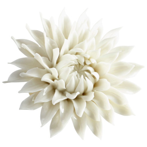 Chrysanthemum Porcelain Wall Flower Art Glazed White Ceramic Art