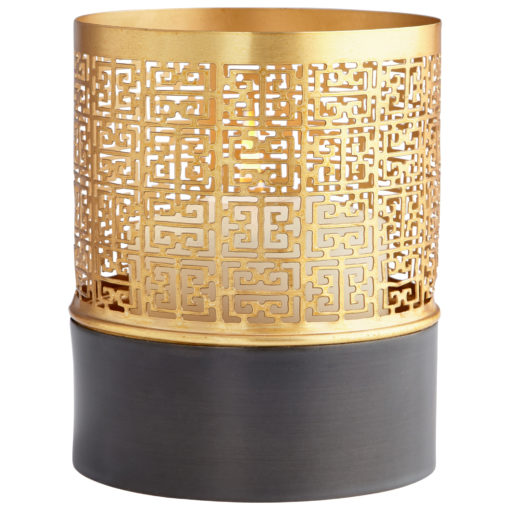 Greek Key Brass Gold Bronze Hurricane Candle Holder