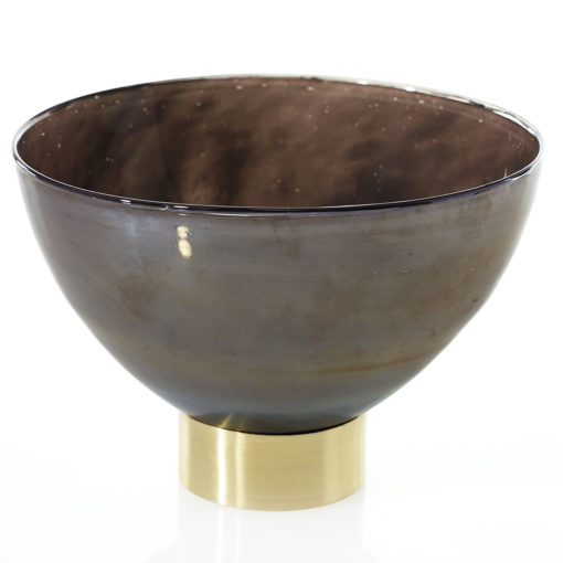 Lafayette Grey Gray Charcoal Glass Ice Bucket Display Bowl Brass