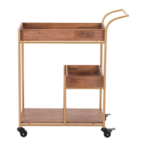 Marron Mobile Bar Cart Wood Rose Gold