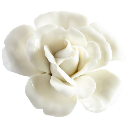 Porcelain Glazed Ceramic Creamy Off White Rose Wall Flower Hanging Art