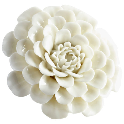 Porcelain Glazed Ceramic Creamy Off White Dahlia Wall Flower Hanging Art