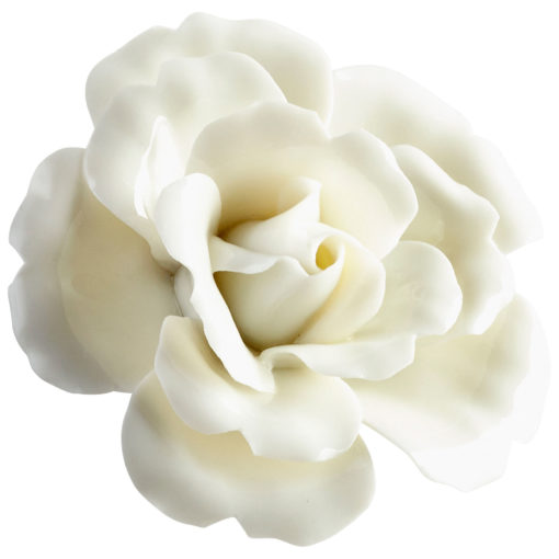 Porcelain Glazed Ceramic Creamy Off White Rose Wall Flower Hanging Art