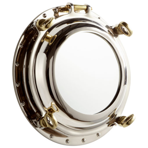 Port Nautical Captain's Round Polished Aluminum Brass Mirror