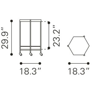 Hexagon Bar Cart Dimensions