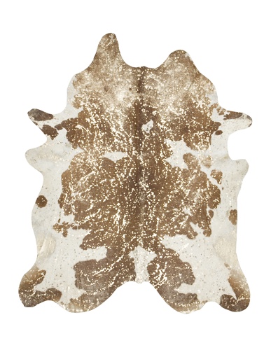 Devore Metallic Cowhide Rug in Black, Brown, White & Gold - Discontinued