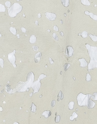 Devore Metallic Cowhide Rug in White with Large Silver Pattern - Discontinued - Image 2