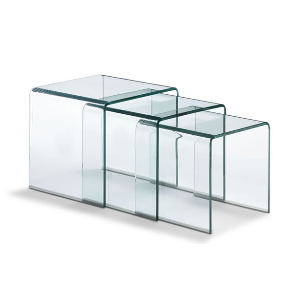 Bent Glass Nesting Tables, Set of Three - Discontinued