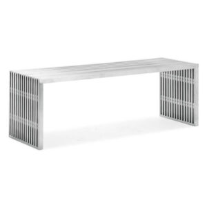 Slatted Steel Double Bench