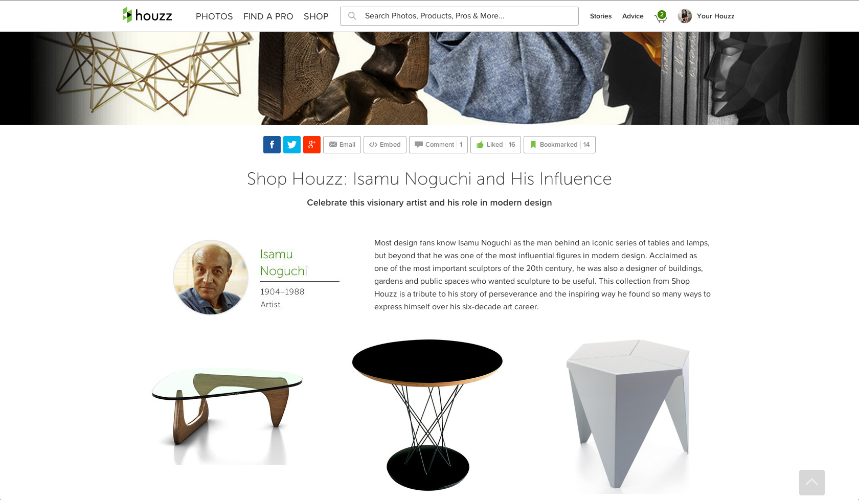 Featured on Houzz! Isamu Noguchi & His Influence