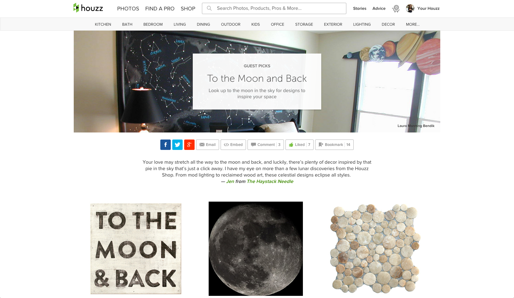 Featured on Houzz! To the Moon and Back