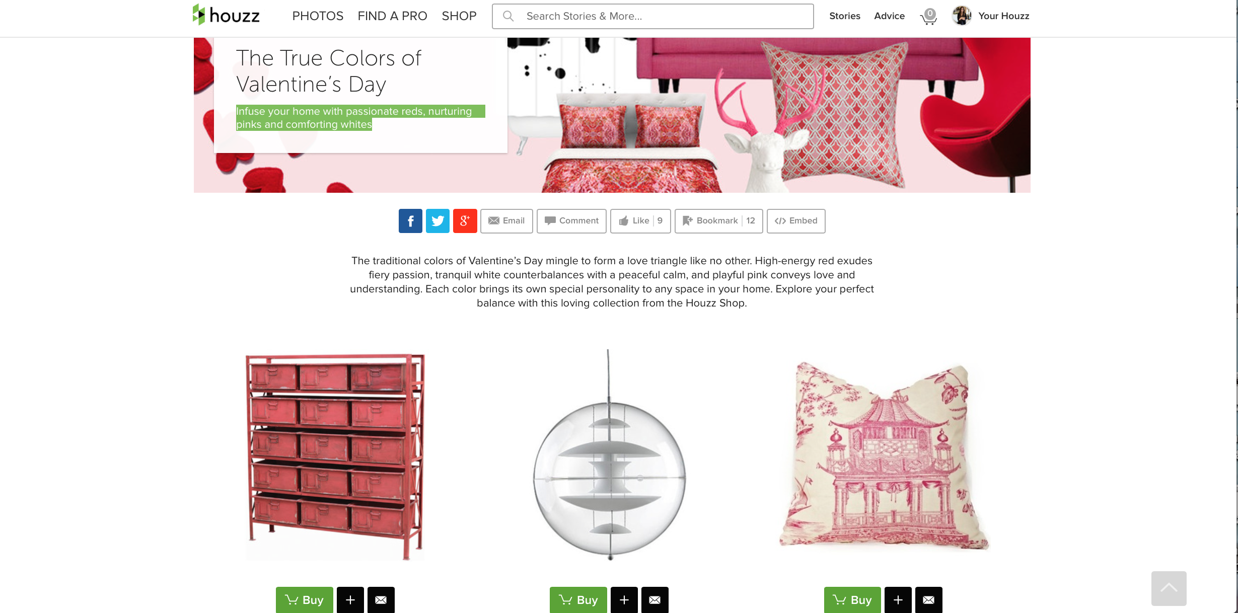 Featured on Houzz! The True Colors of Valentine’s Day
