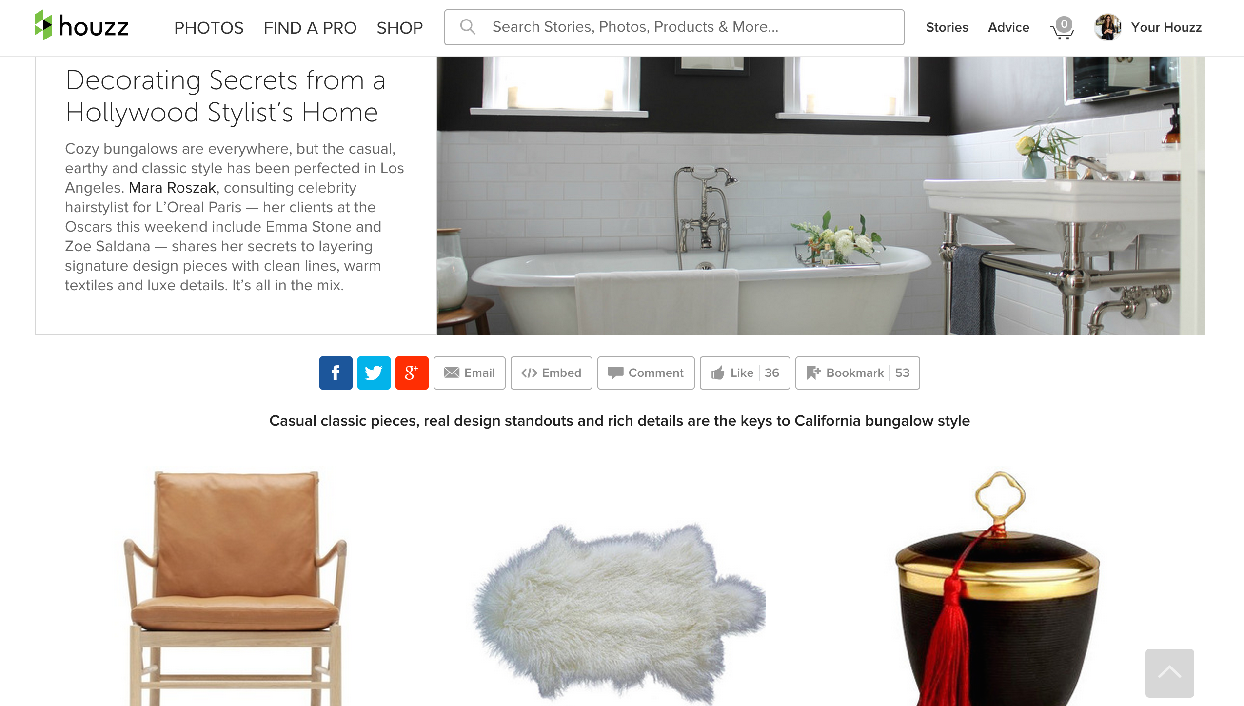 Featured on Houzz! Decorating Secrets from a Hollywood Stylist’s Home
