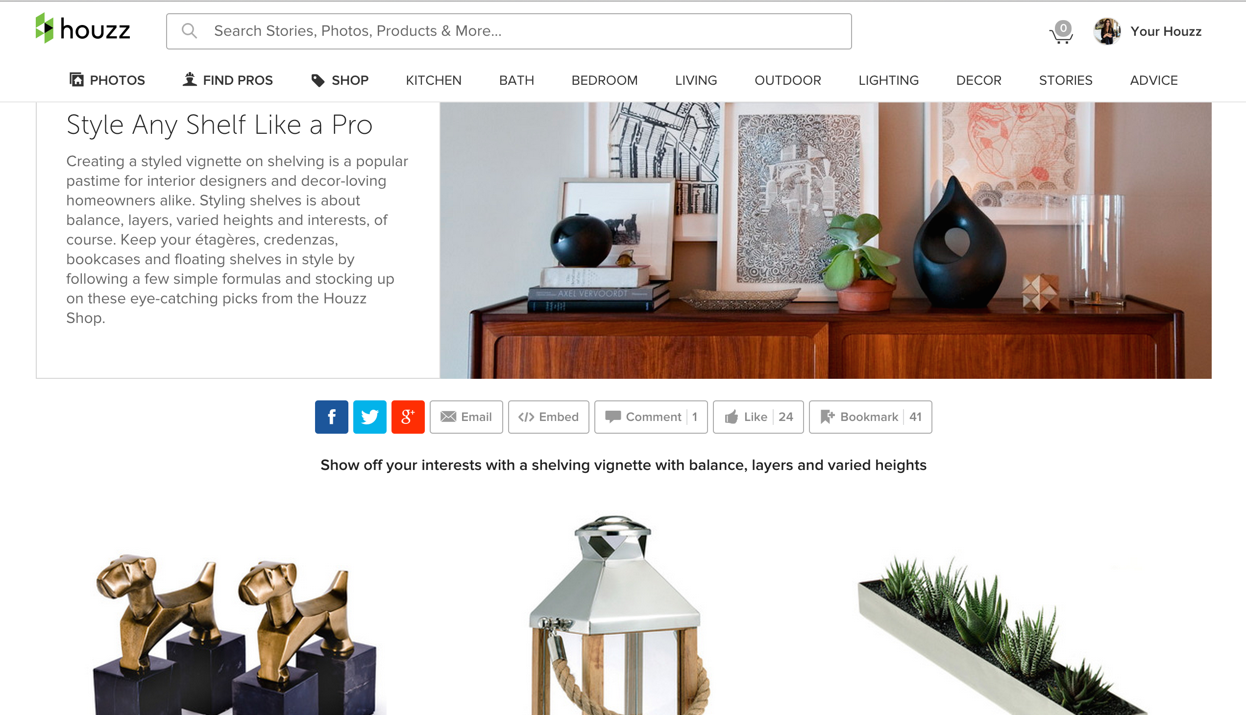 Featured on Houzz! Style Any Shelf Like a Pro