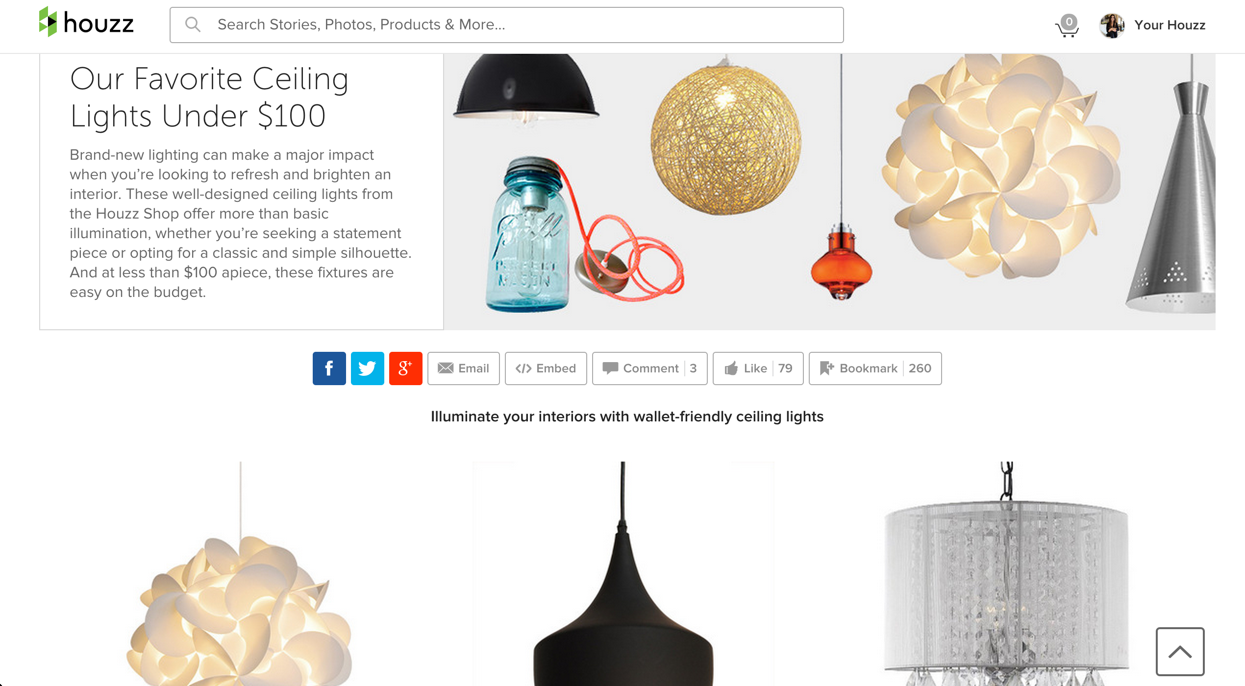 Featured on Houzz! Our Favorite Ceiling Lights Under $100