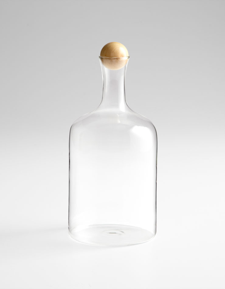 Botanist Clear Glass and Wood Decanter Large