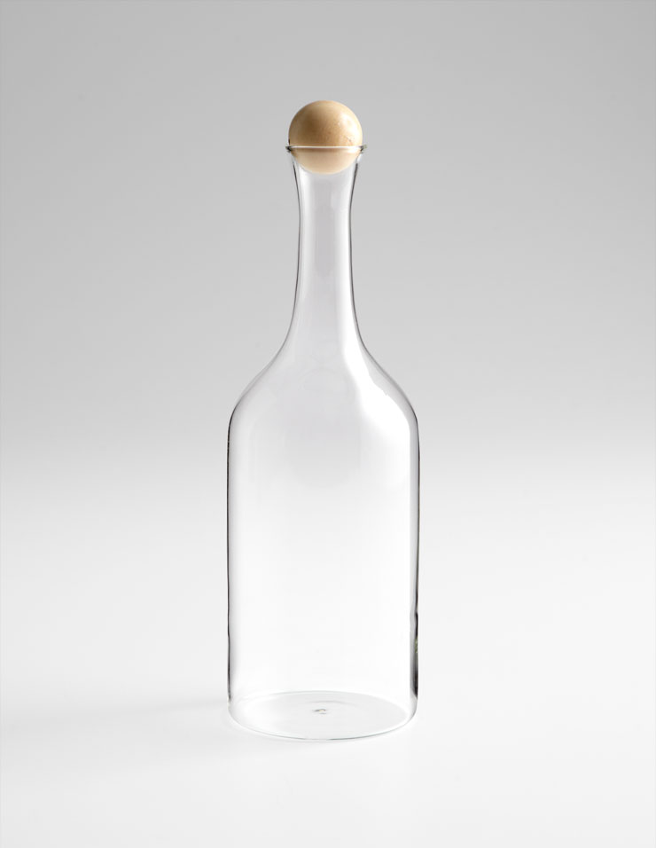 Botanist Clear Glass and Wood Decanter Small