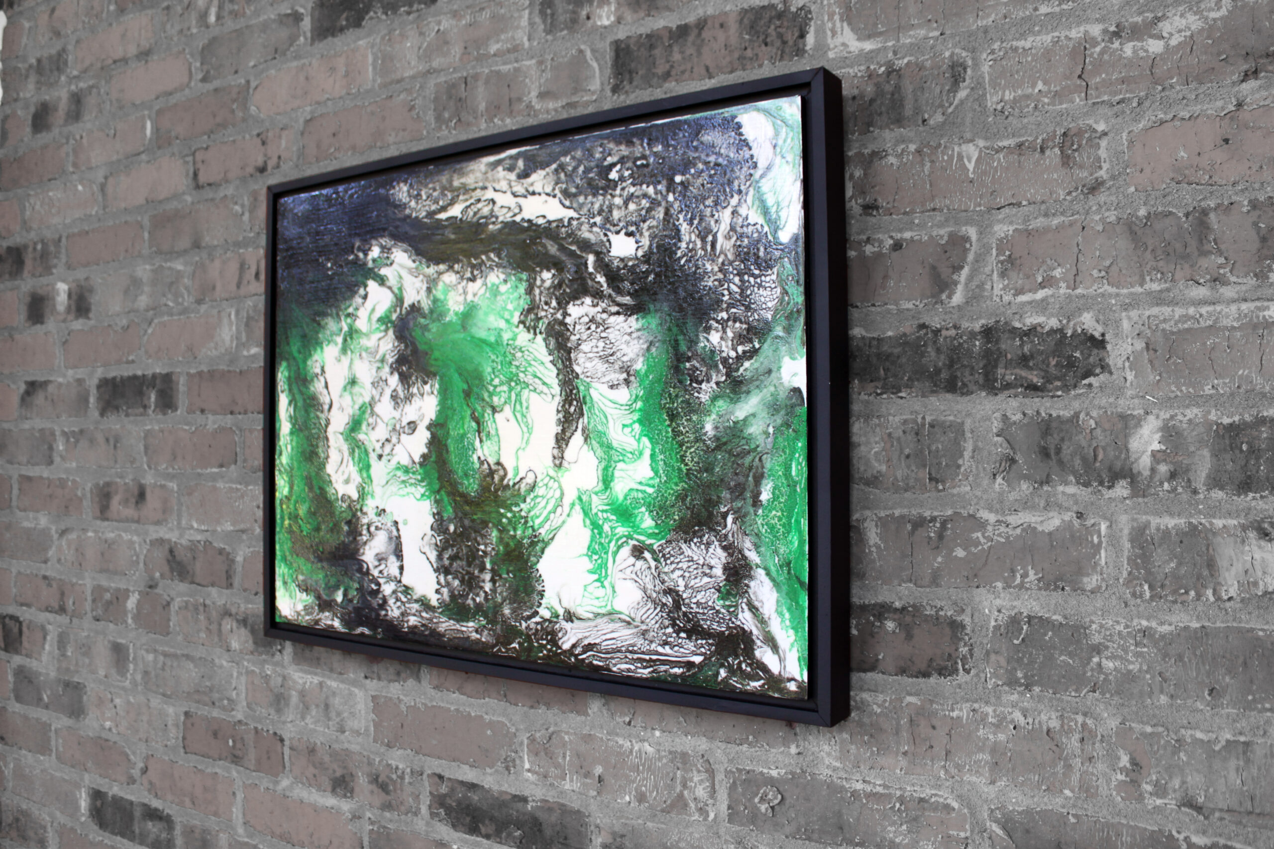 Emerald Triptych: Untitled Modern Abstract Art I - Sold - Image 2
