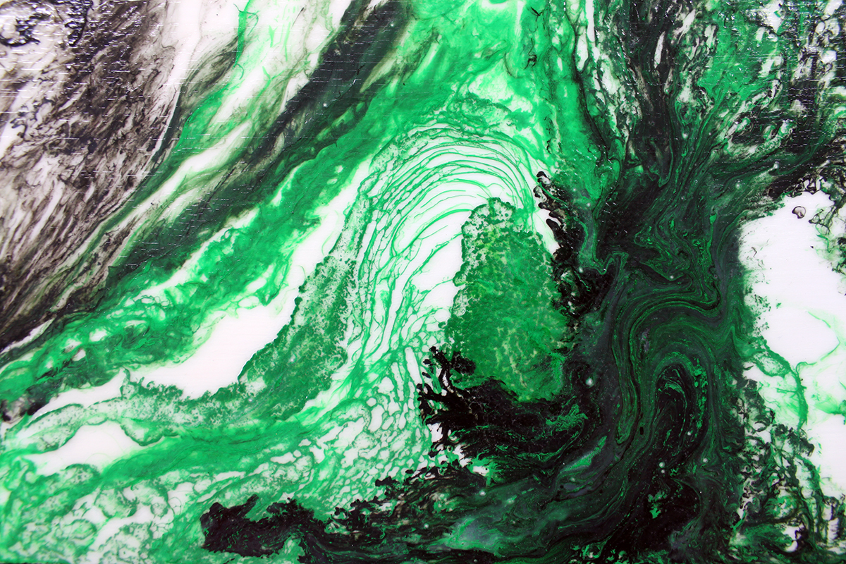Emerald Triptych: Untitled Modern Abstract Art II - Sold - Image 3