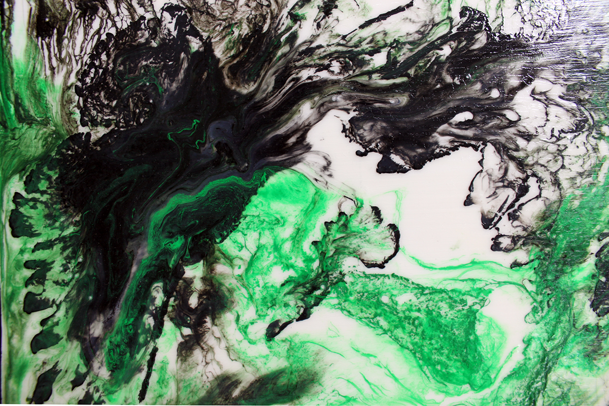 Emerald Triptych: Untitled Modern Abstract Art II - Sold - Image 4