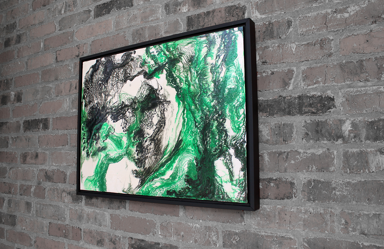Emerald Triptych: Untitled Modern Abstract Art II - Sold - Image 2
