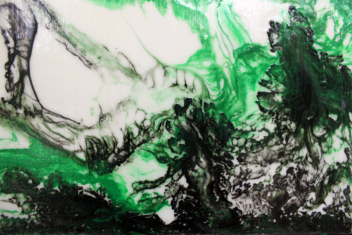 Emerald Triptych: Untitled Modern Abstract Art III - Sold - Image 3