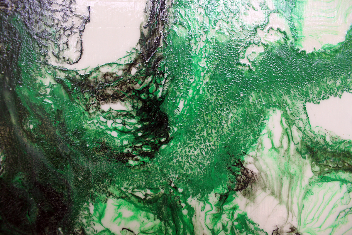 Emerald Triptych: Untitled Modern Abstract Art III - Sold - Image 4