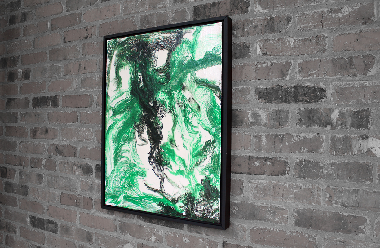 Emerald Triptych: Untitled Modern Abstract Art III - Sold - Image 2