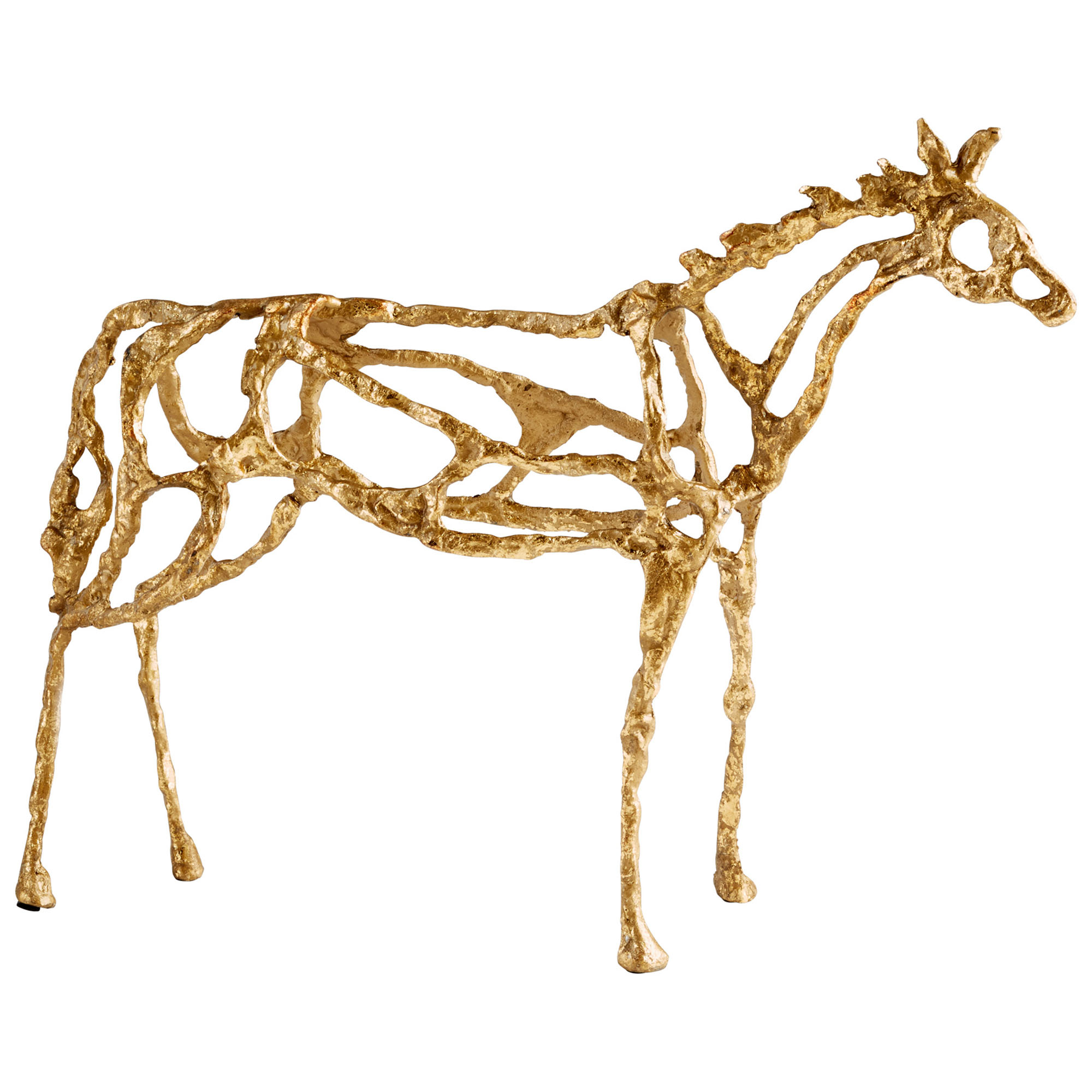 Equestrain Horse Horses Sculpture Sculptures Statue Statue GoldIron Textured Open Weave Modern