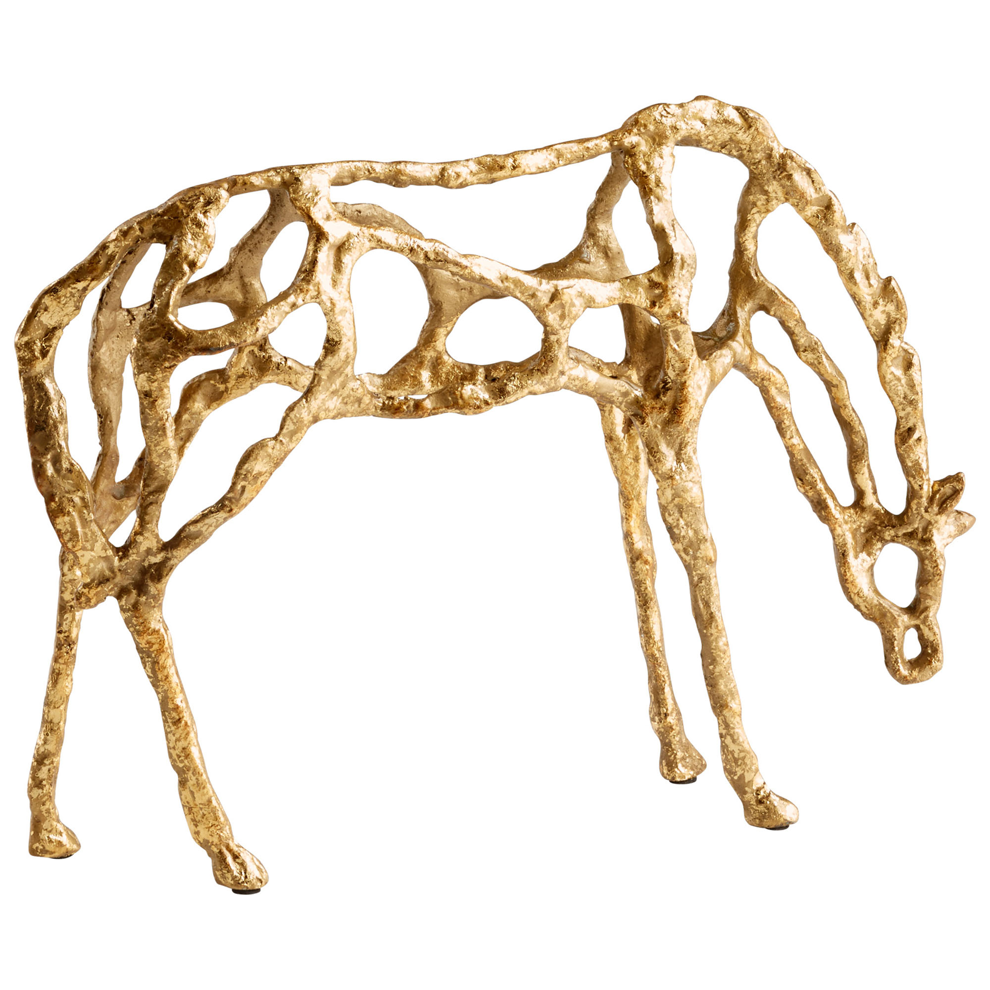 Equestrain Horse Horses Sculpture Sculptures Statue Statue GoldIron Textured Open Weave Modern