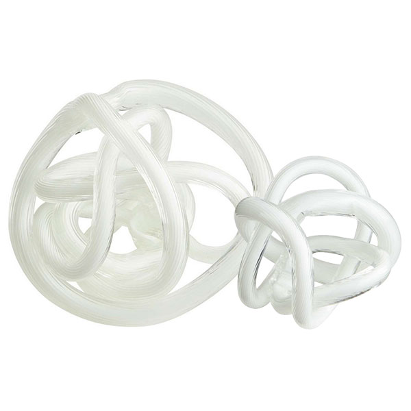 Interlace White Glass Knot Sculpture