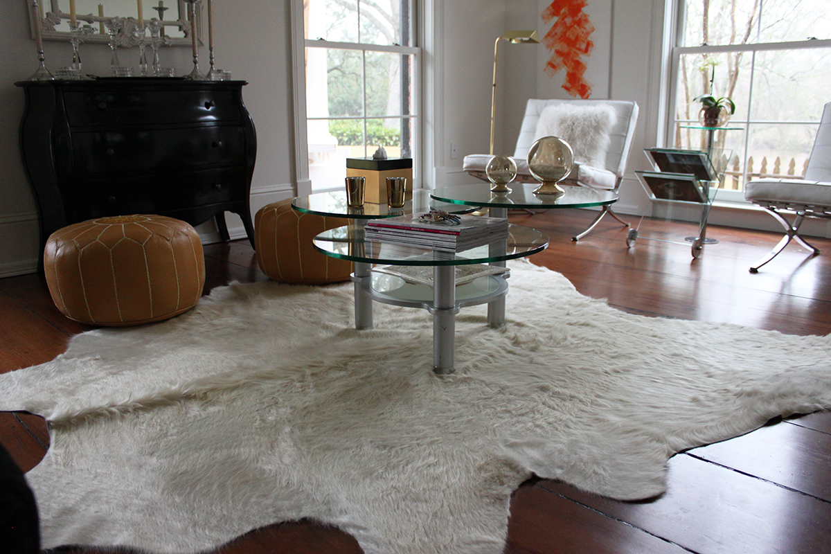 Long Hair Ivory Cowhide with Beige & Yellow Undertones - Discontinued - Image 5