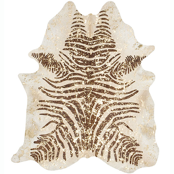 Devore Metallic Brown Zebra Cowhide on Beige with Gold - Discontinued