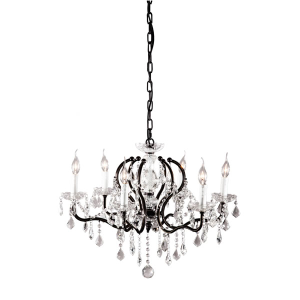 Gypsum Black and Crystal Chandelier - Discontinued