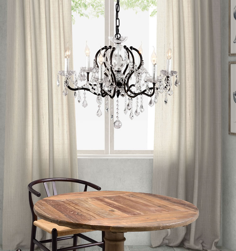 Gypsum Black and Crystal Chandelier - Discontinued - Image 2