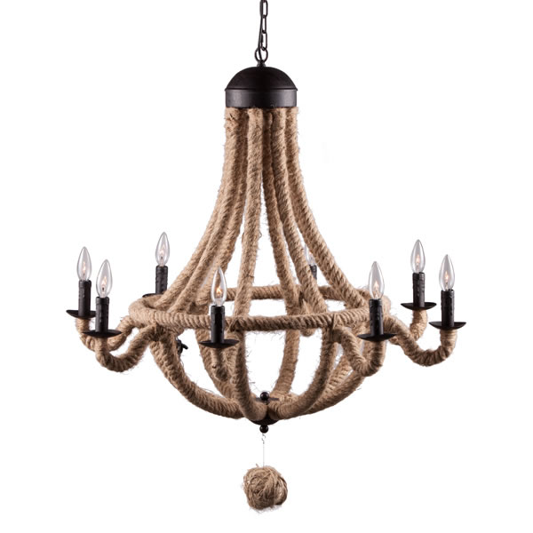 Celestine Twine and Metal Chandelier - Discontinued