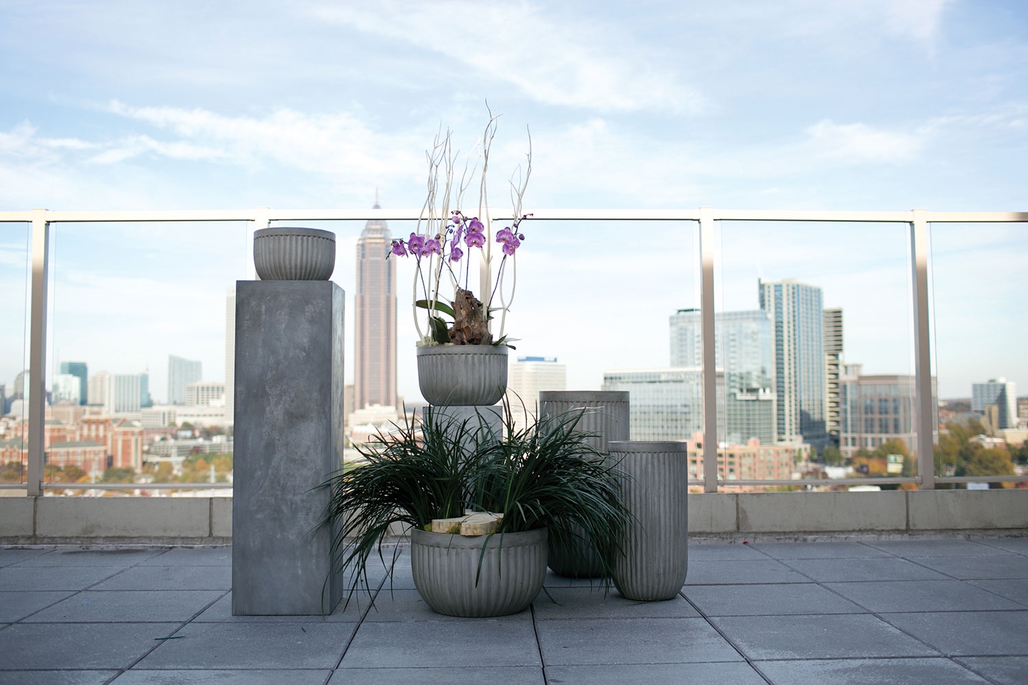Oakland White Fluted Concrete Planter