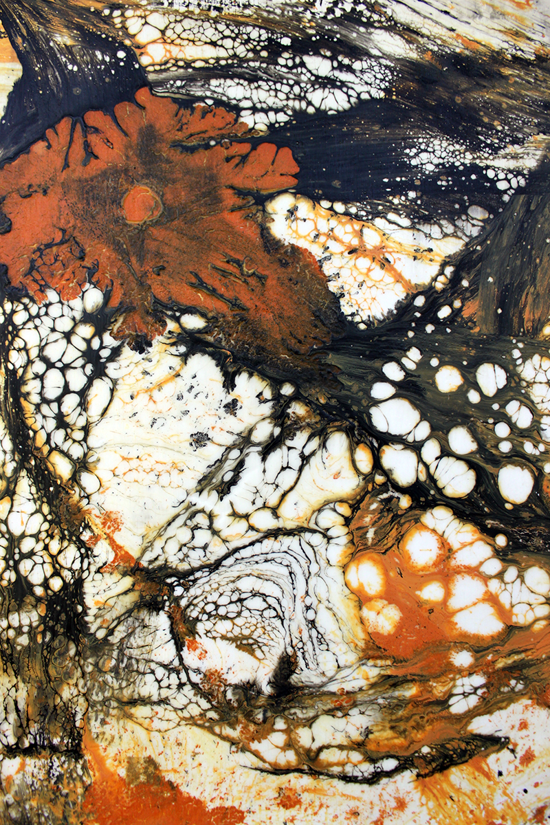 Orange Untitled Modern Abstract Art - Sold - Image 3