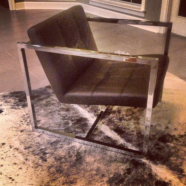 Steel & Leather Cube Chair