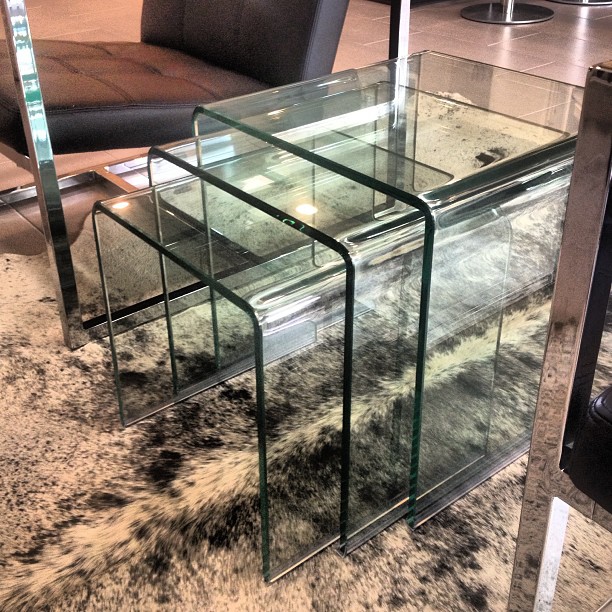 Beautiful Bent Glass Nesting Tables