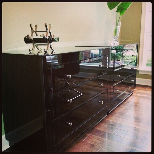 Dramatic Black Glass Dining Buffet