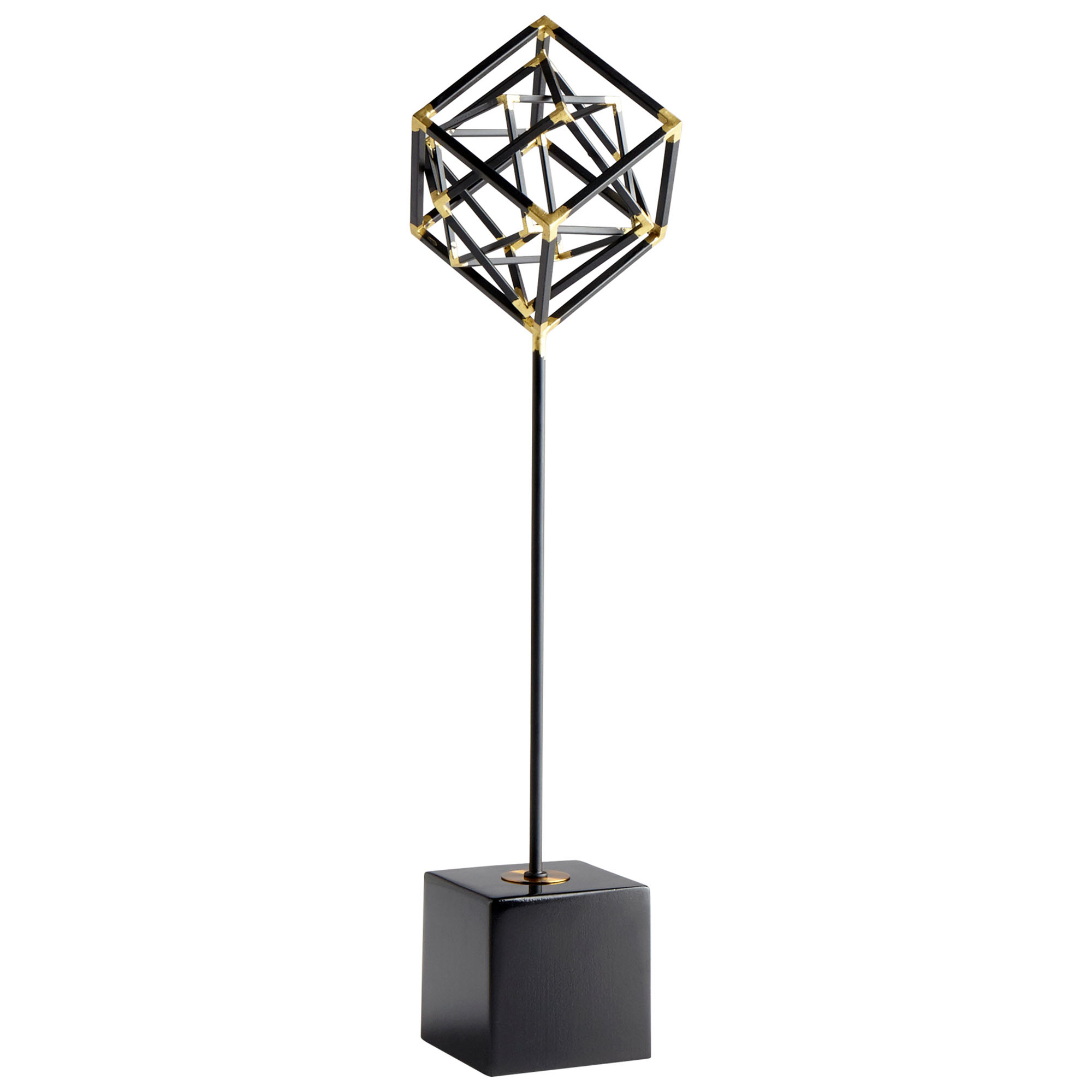 Vault Cube Square 3D Three Dimensional Angle Angles Sculpture Statue Iron Black Gold Wood