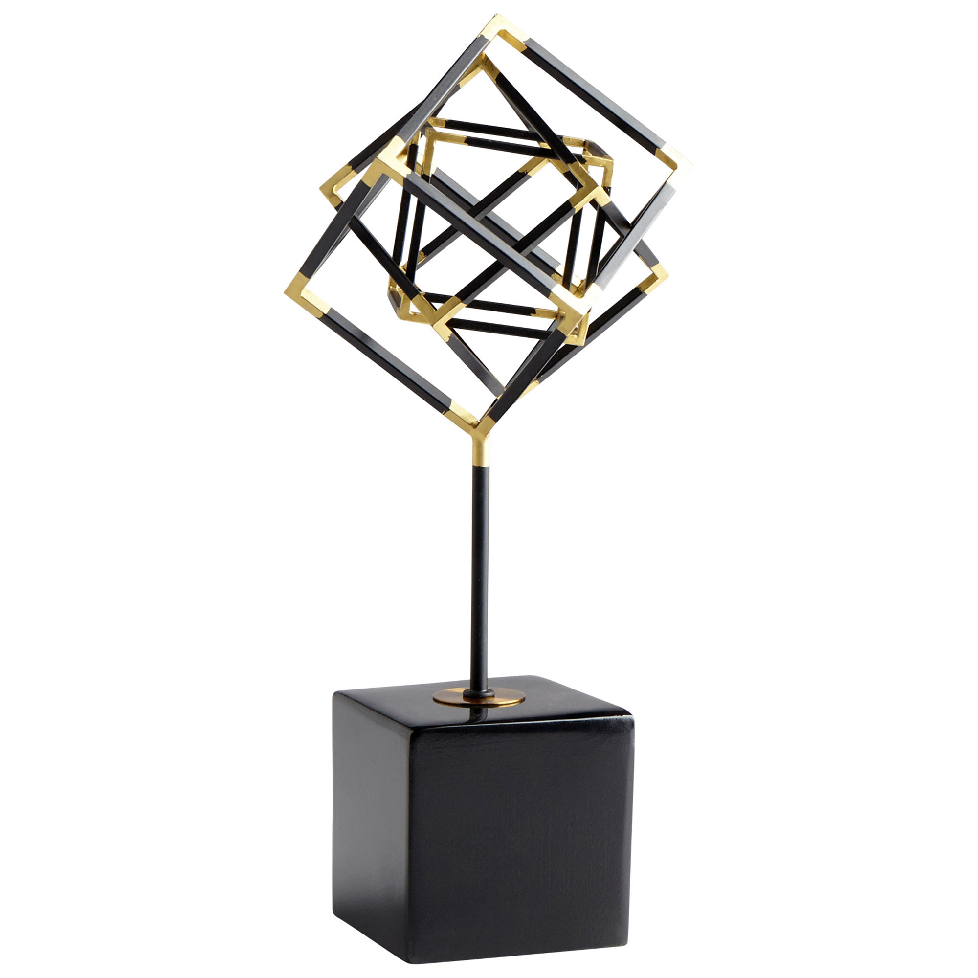 Vault Cube Square 3D Three Dimensional Angle Angles Sculpture Statue Iron Black Gold Wood
