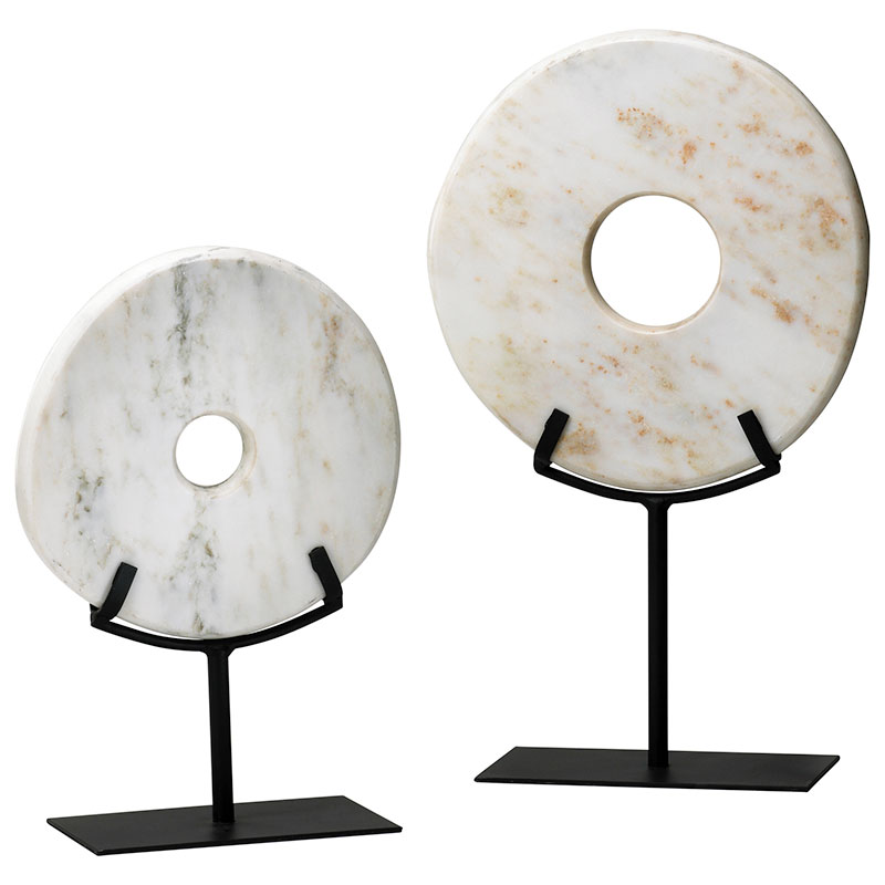 White Marble Disk Sculpture