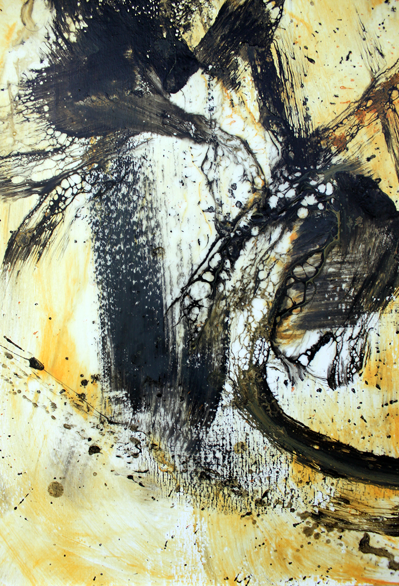 Yellow Untitled Modern Abstract Art - Sold - Image 3